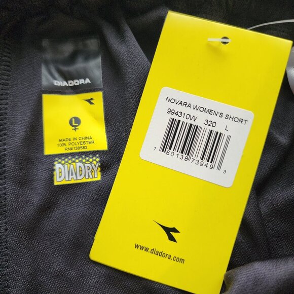 Women's Athletic Soccer Short Size LG Black Moisture Wicking DiaDry Diadora Run - Picture 3 of 6